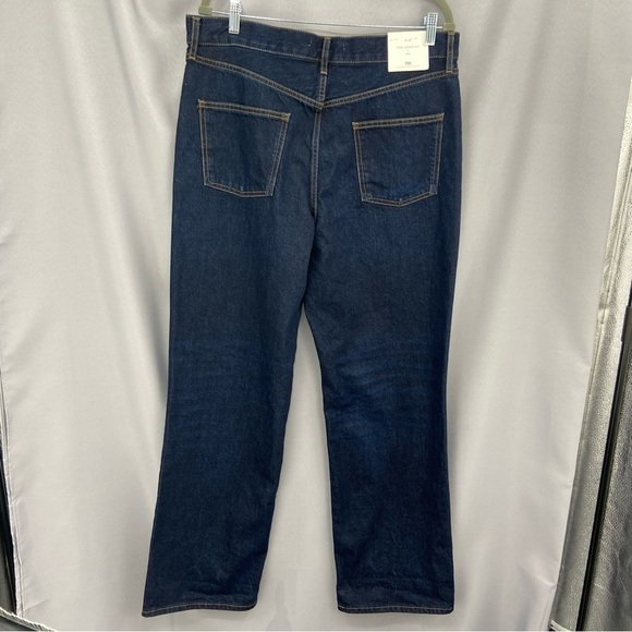 NWT Zara Loose Fit Button Fly Jeans in Indigo Full Length Low Rise Size 12 - Picture 2 of 7
